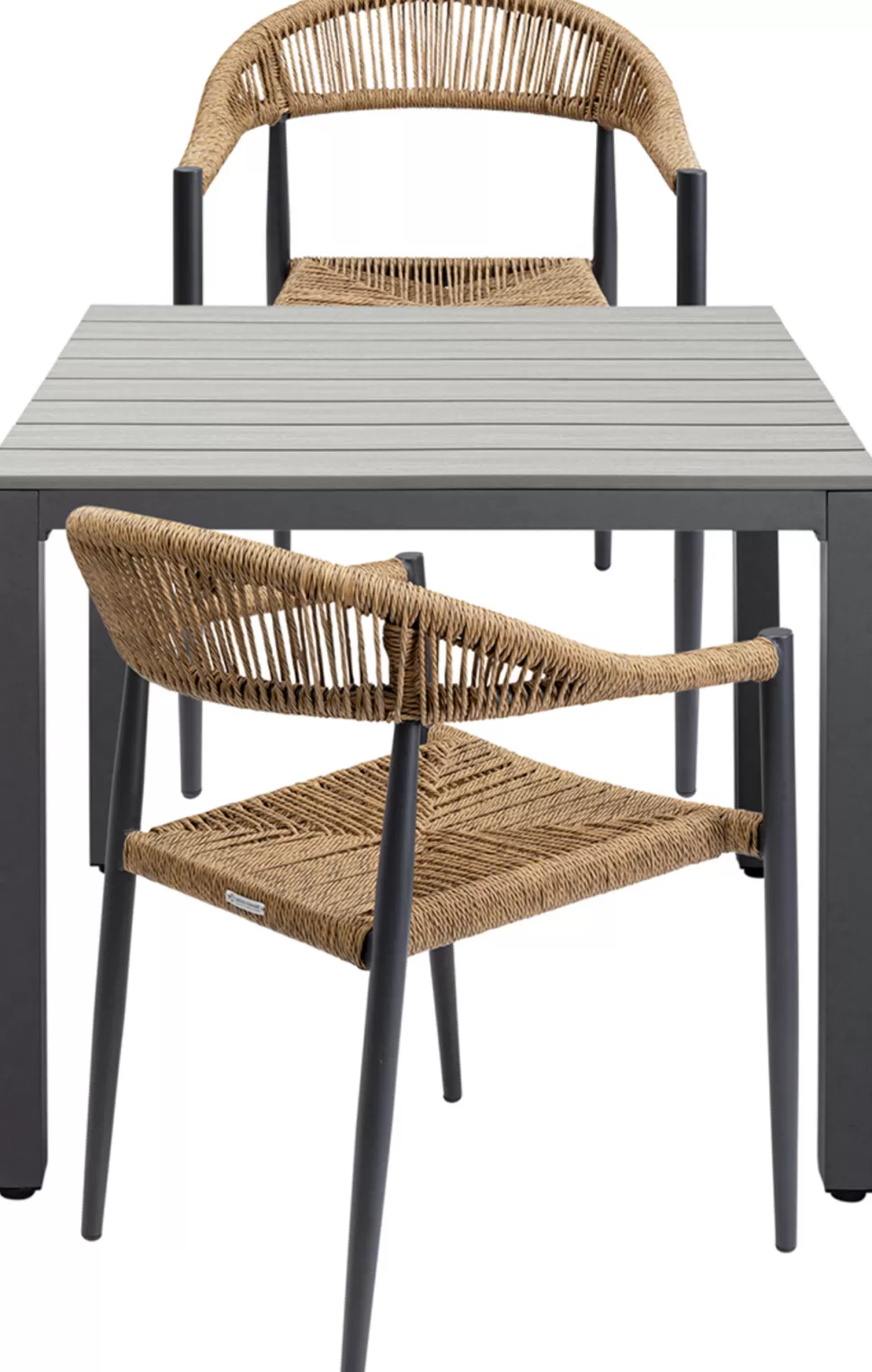 Stoły-KARE Design Stół Ogrodowy Blat Kwadratowy Szary Polywood Nogi Z Aluminium 80x80 Cm