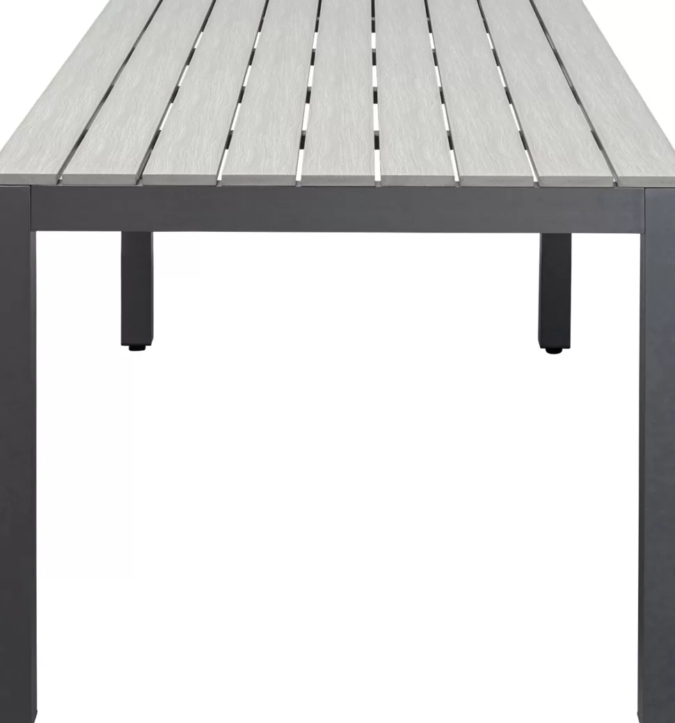 Stoły-KARE Design Stół Ogrodowy Blat Prostokątny Szary Polywood Nogi Z Aluminium Czarne 180x90 Cm