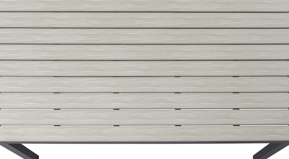 Stoły-KARE Design Stół Ogrodowy Blat Prostokątny Szary Polywood Nogi Z Aluminium Czarne 180x90 Cm