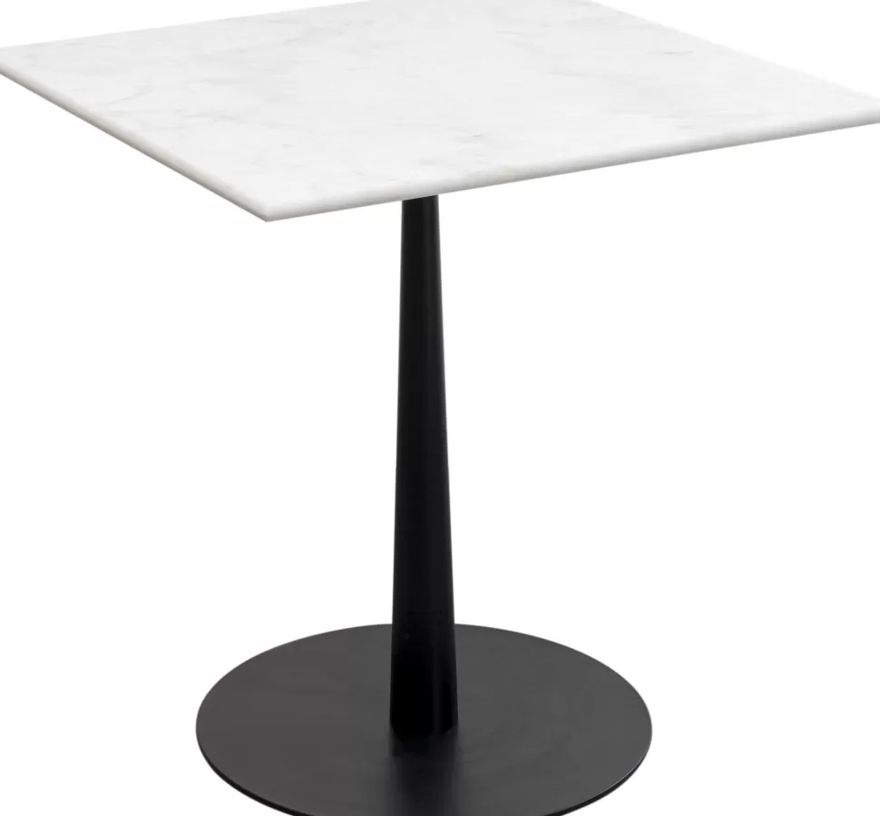 Stoły-KARE Design Stół Ogrodowy Czarno-biały Blat Kwadratowy Marmurowy 70x70 Cm