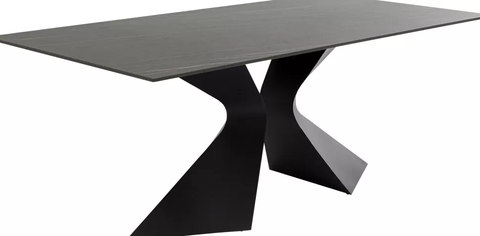 Stoły-KARE Design Stół Ogrodowy Czarny Blat Ceramika Nogi Aluminium 180x90 Cm