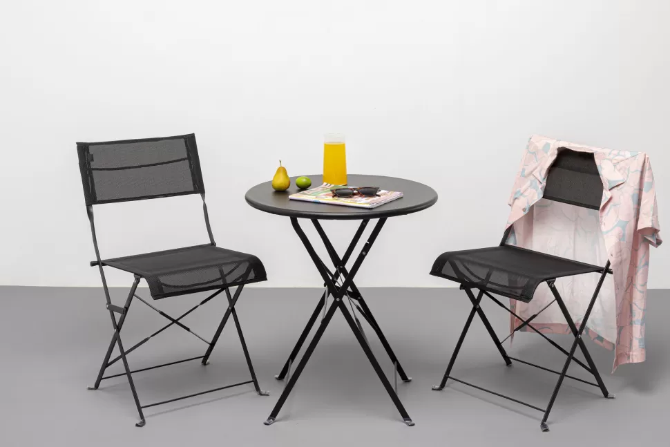 Stoły-KARE Design Stół Ogrodowy Mały W Kolorze Czarnym Aluminiowy Ø60 Cm