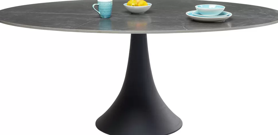 Stoły-KARE Design Stół Ogrodowy Z Ceramicznym Owalnym Blatem Noga Aluminiowa Czarna 180x120 Cm