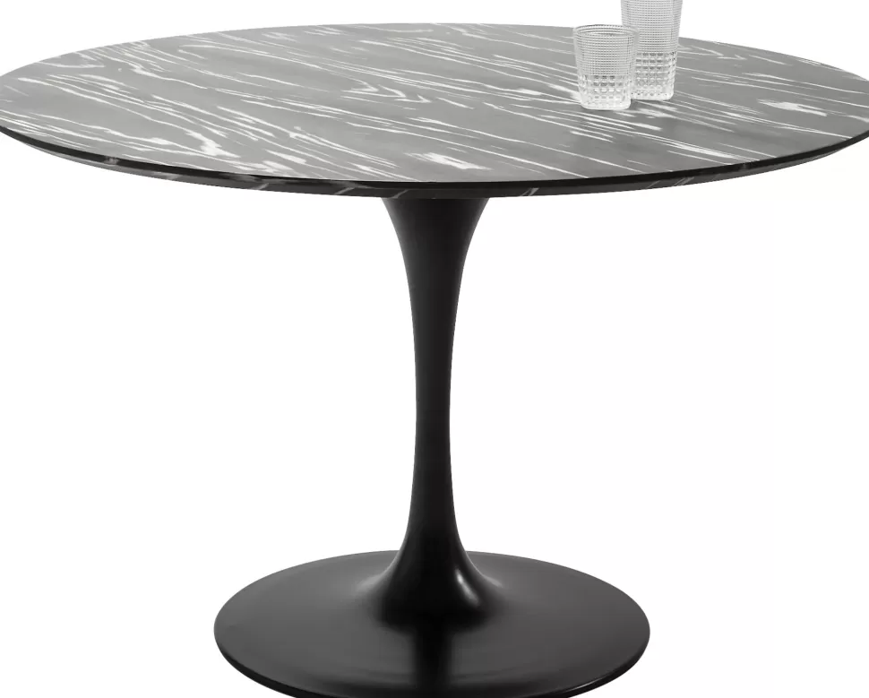Stoły-KARE Design Stół Okrągły Blat Ceramiczny Czarny Podstawa Stalowa Ø120 Cm