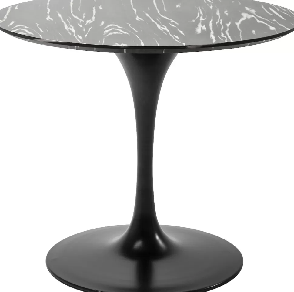 Stoły-KARE Design Stół Okrągły Blat Ceramiczny Czarny Podstawa Stalowa Ø90 Cm