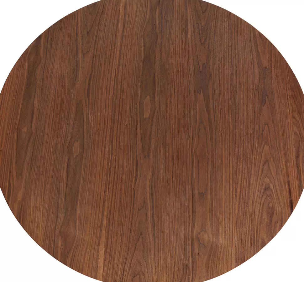 Stoły-KARE Design Stół Okrągły Blat Fornirowany Orzech Ø120 Cm Podstawa Stalowa