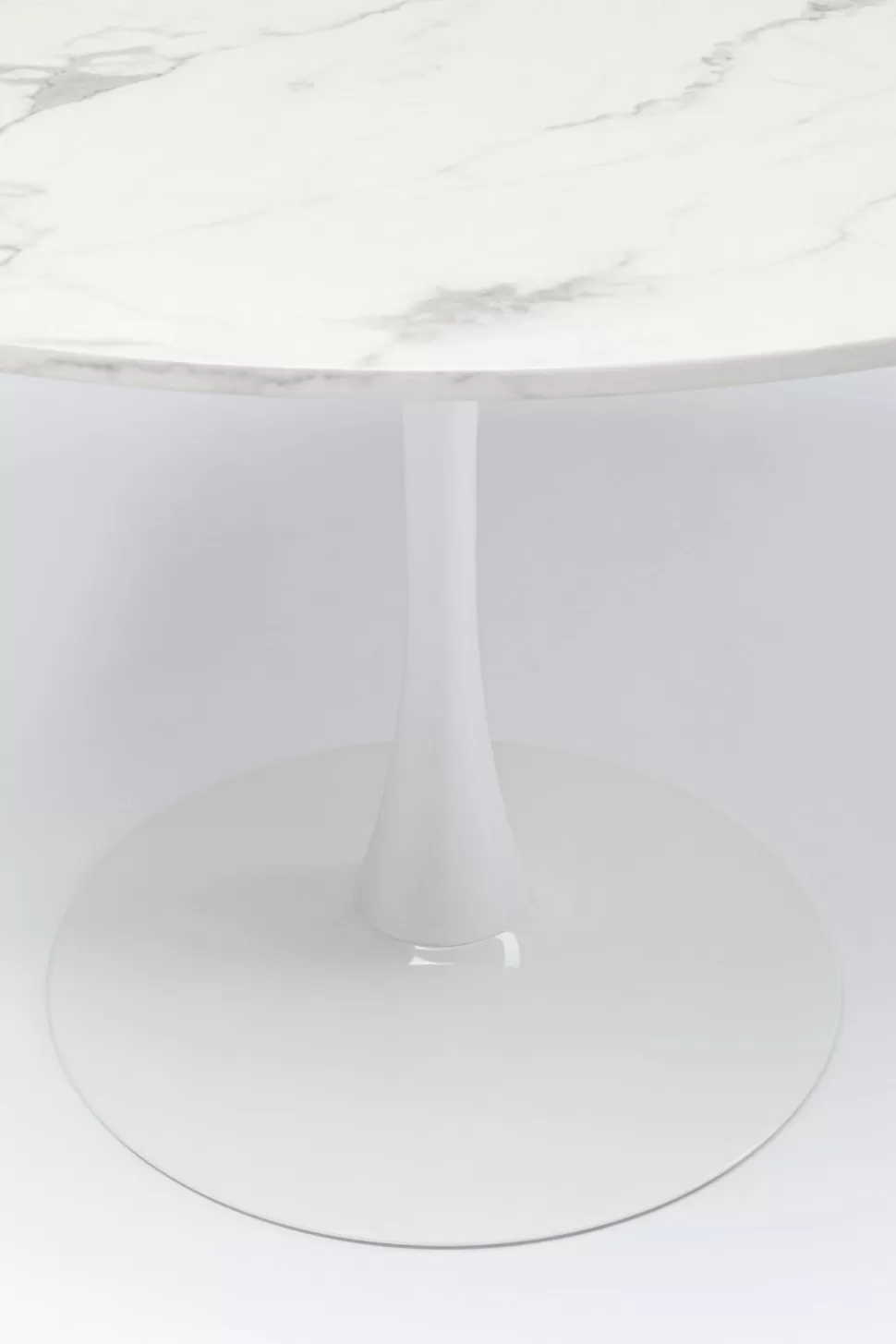 Stoły-KARE Design Stół Okrągły Blat MDF Imitacja Marmuru Biały Ø80 Cm