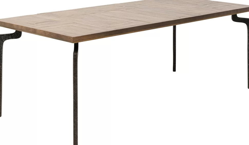 Stoły-KARE Design Stół Prostokątny Blat Z Drewna Mango Ręczne Wykonanie Nogi Stalowe 200x90 Cm
