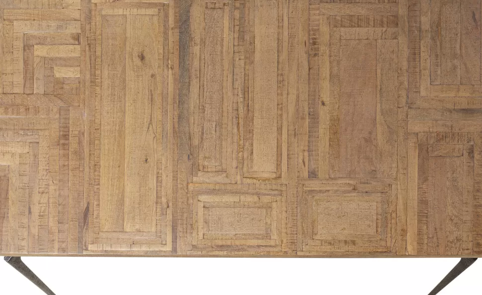 Stoły-KARE Design Stół Prostokątny Blat Z Drewna Mango Ręczne Wykonanie Nogi Stalowe 200x90 Cm