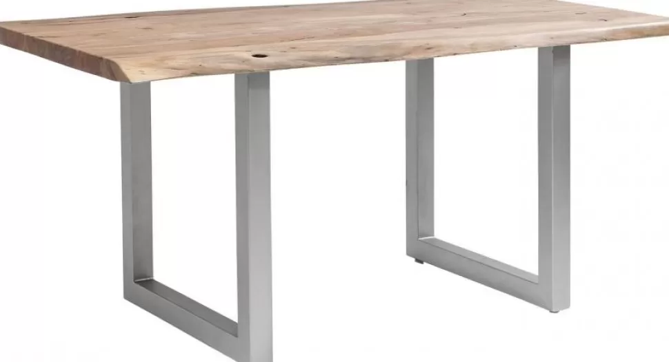 Stoły-KARE Design Stół Pure Nature 160x80 Cm Drewniano-srebrny