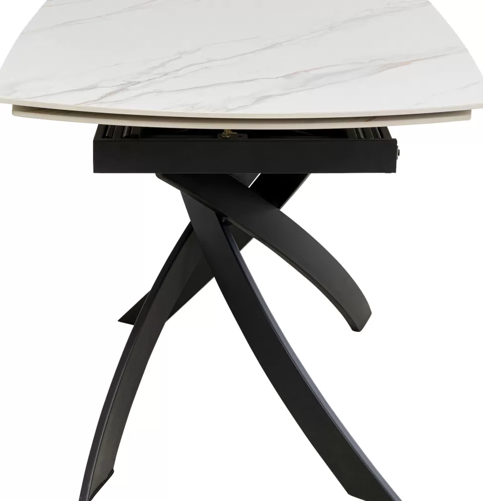Stoły-KARE Design Stół Rozkładany Blat Ceramiczny Biały Podstawa Stal Czarna 120-180x90 Cm
