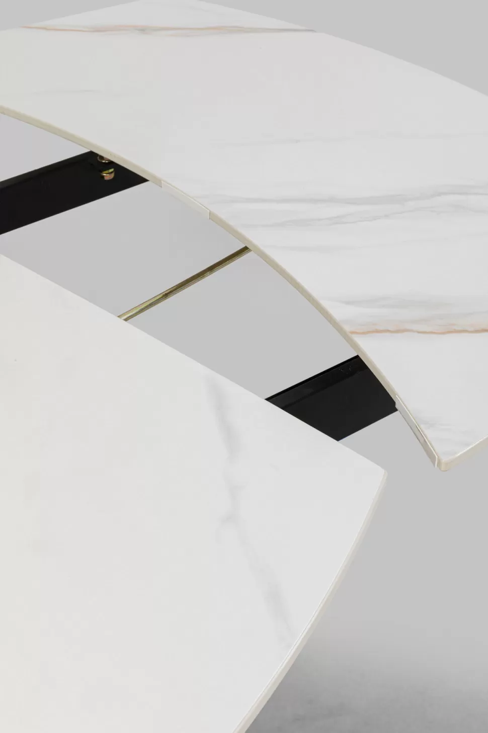 Stoły-KARE Design Stół Rozkładany Blat Ceramiczny Biały Podstawa Stal Czarna 120-180x90 Cm