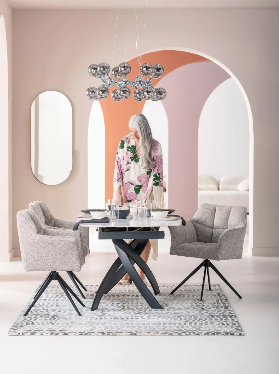 Stoły-KARE Design Stół Rozkładany Blat Ceramiczny Biały Podstawa Stal Czarna 120-180x90 Cm