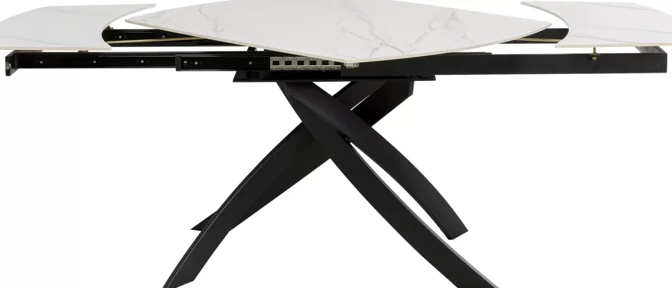Stoły-KARE Design Stół Rozkładany Blat Ceramiczny Biały Podstawa Stal Czarna 120-180x90 Cm