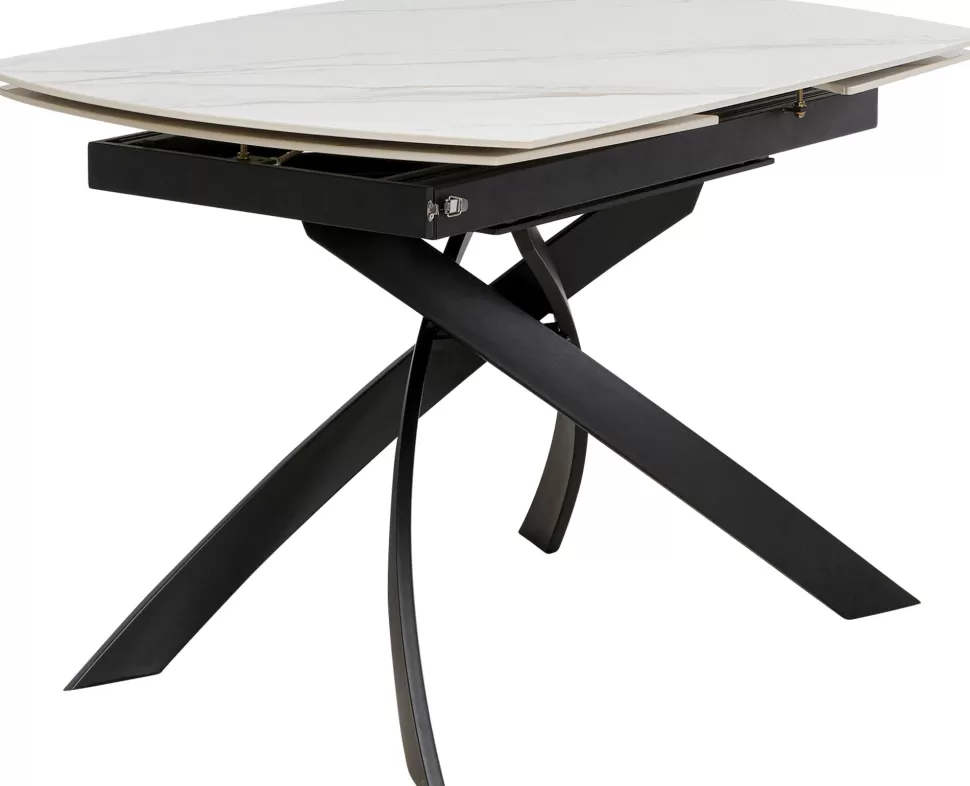 Stoły-KARE Design Stół Rozkładany Blat Ceramiczny Biały Podstawa Stal Czarna 120-180x90 Cm