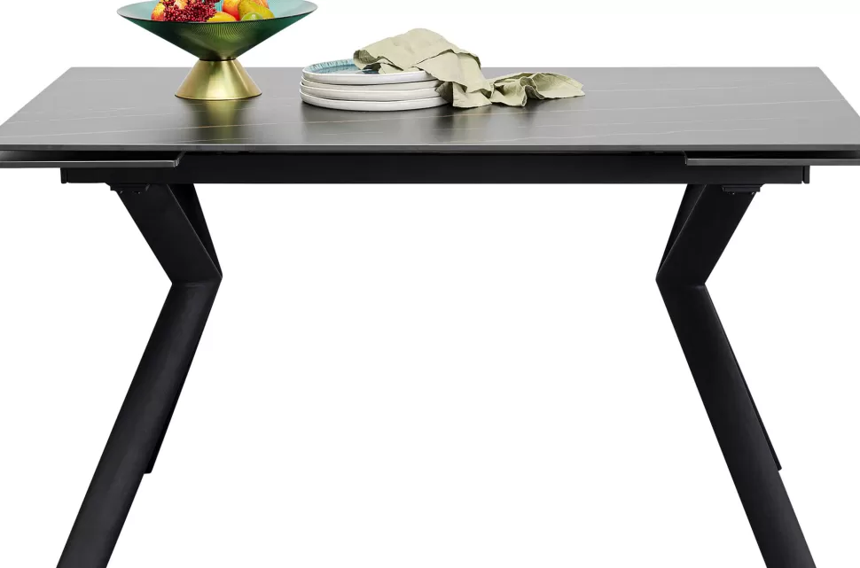 Stoły-KARE Design Stół Rozkładany Blat Czarny Kamionkowy Nogi Stalowe 140-200x80 Cm