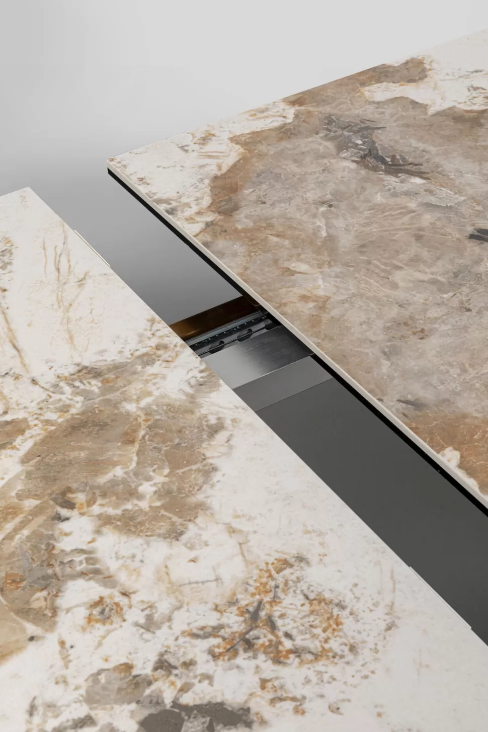 Stoły-KARE Design Stół Rozkładany Blat Szkło I Kamionka Nogi Stal Nierdzewna 200-260x100 Cm