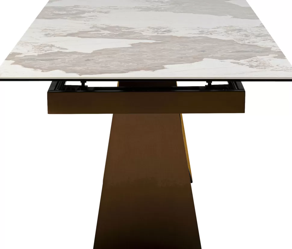 Stoły-KARE Design Stół Rozkładany Blat Szkło I Kamionka Nogi Stal Nierdzewna 200-260x100 Cm
