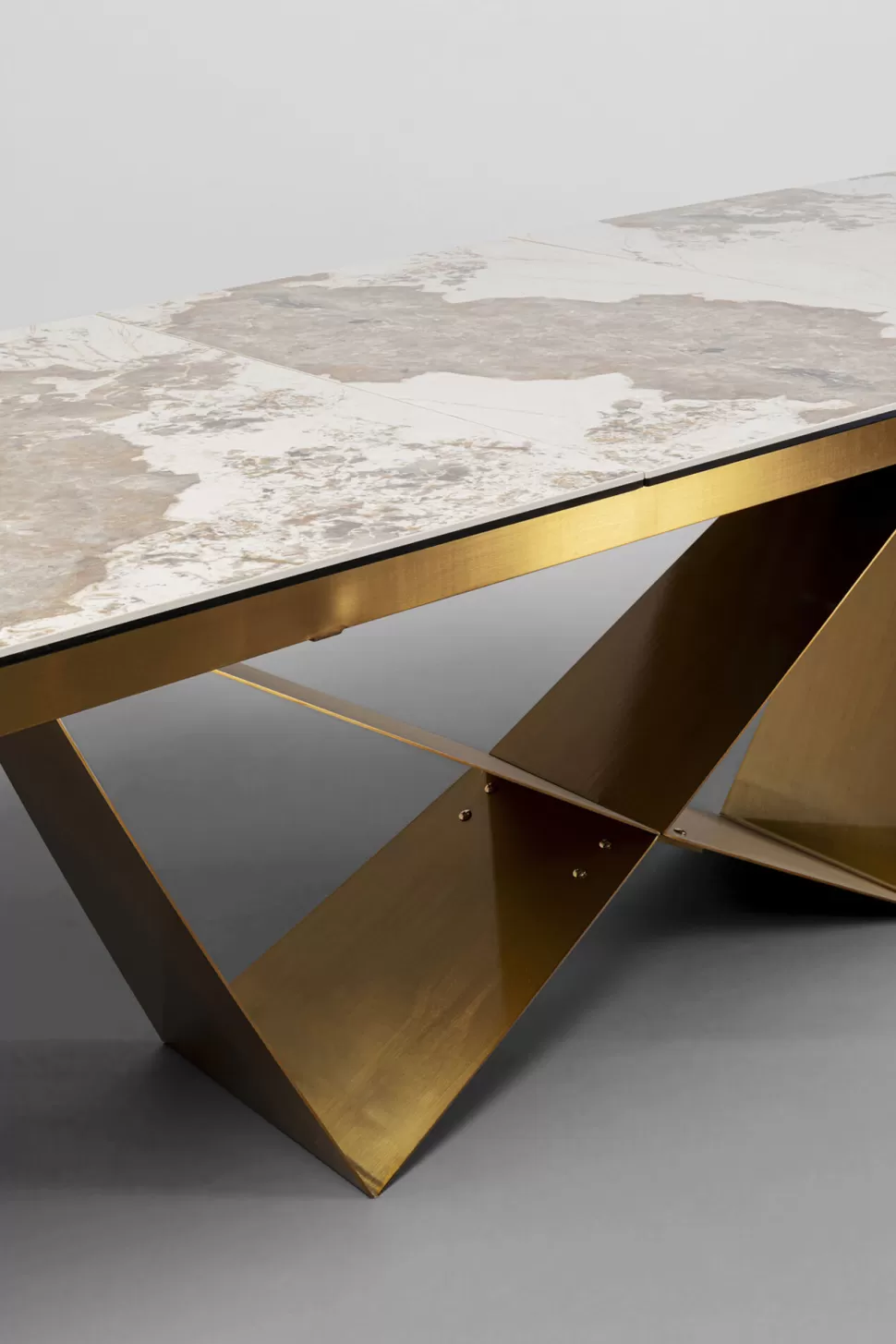 Stoły-KARE Design Stół Rozkładany Blat Szkło I Kamionka Nogi Stal Nierdzewna 200-260x100 Cm