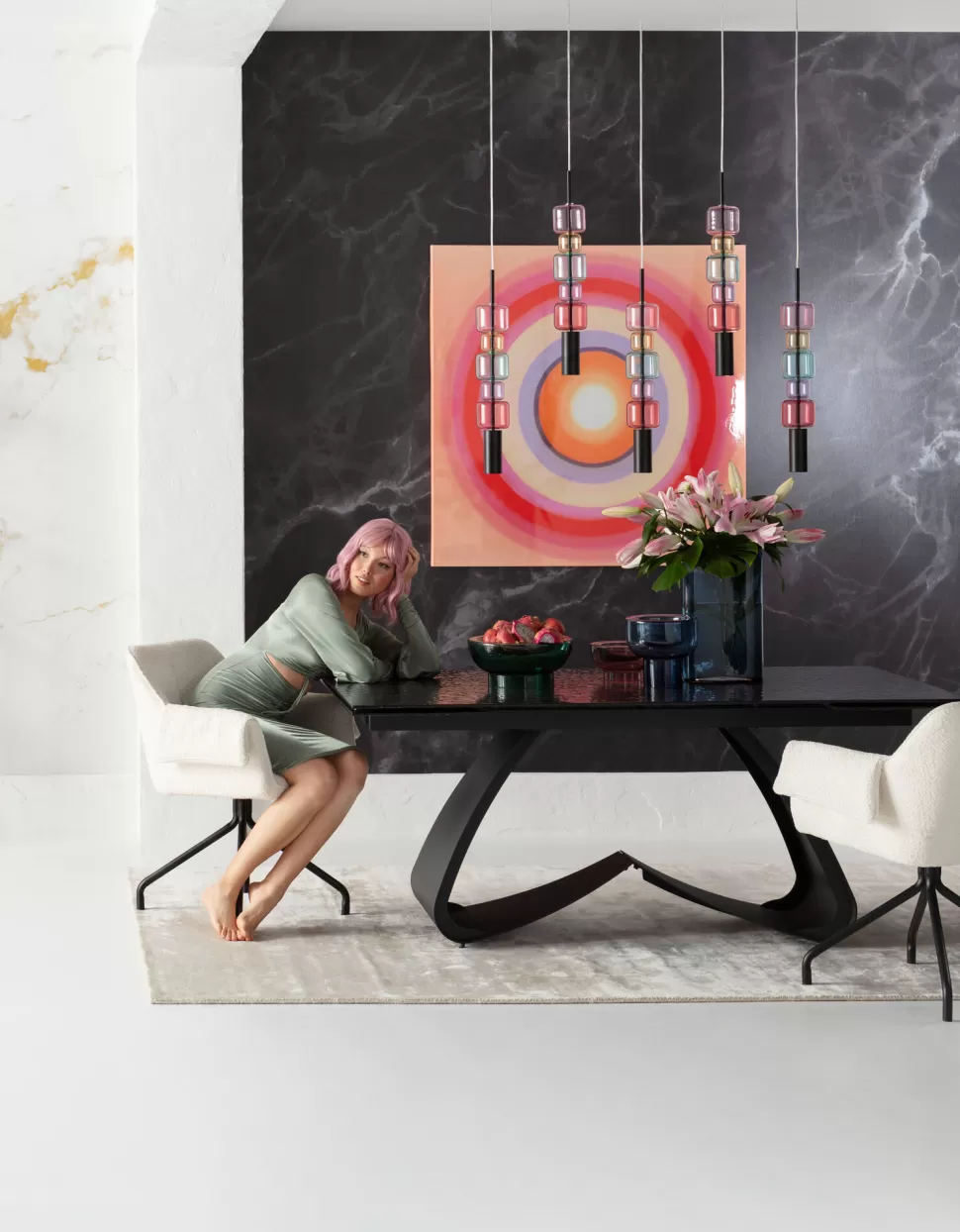 Stoły-KARE Design Stół Rozkładany Do Jadalni W Kolorze Czarnym Szkło I Stal 180-260x95 Cm