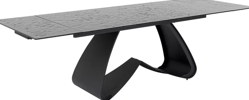 Stoły-KARE Design Stół Rozkładany Do Jadalni W Kolorze Czarnym Szkło I Stal 180-260x95 Cm