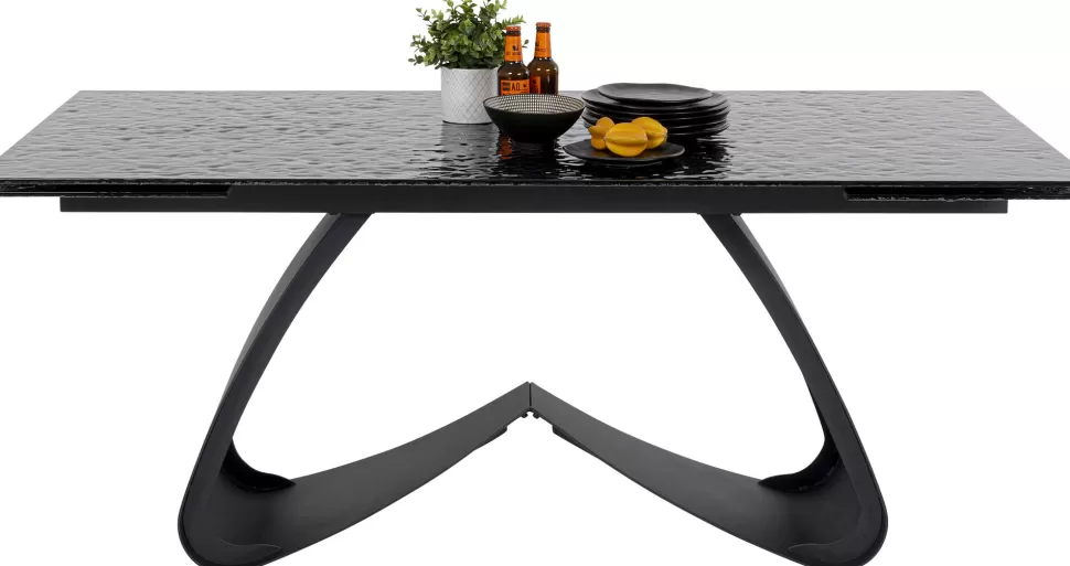 Stoły-KARE Design Stół Rozkładany Do Jadalni W Kolorze Czarnym Szkło I Stal 180-260x95 Cm