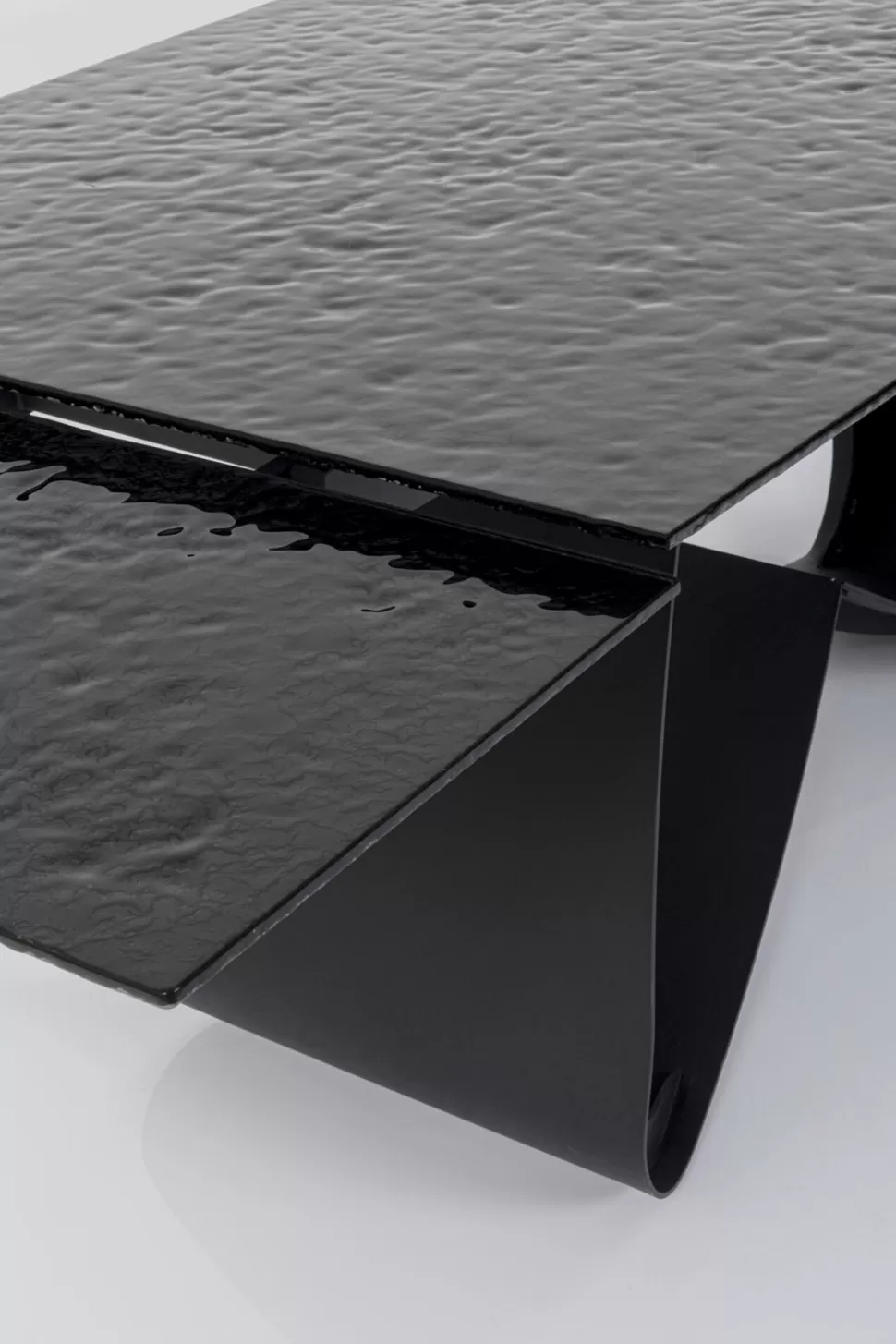 Stoły-KARE Design Stół Rozkładany Do Jadalni W Kolorze Czarnym Szkło I Stal 180-260x95 Cm