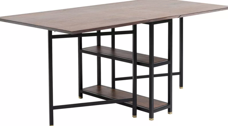 Stoły-KARE Design Stół Rozkładany Ravello 175x80 Cm Sheesham Brązowy - Nogi Czarne