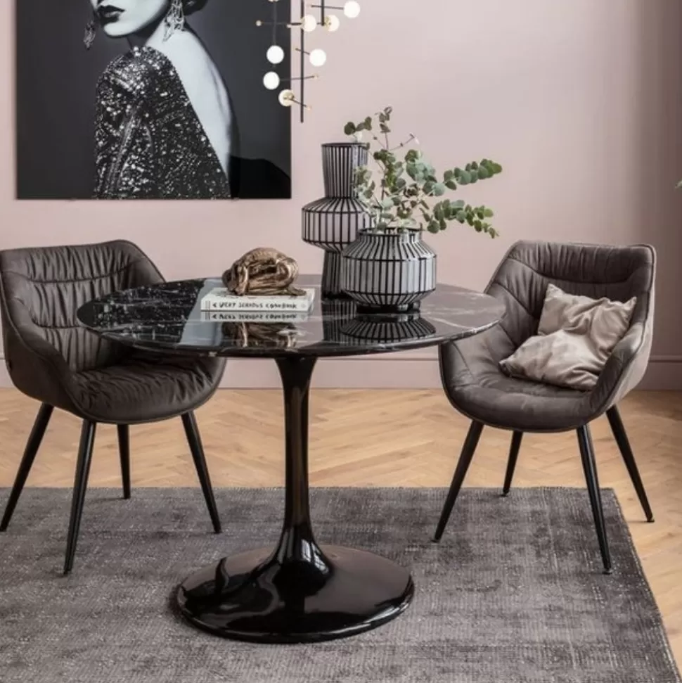 Stoły-KARE Design Stół Solo Marble ∅110x76 Cm Czarny