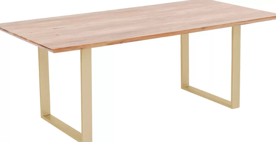 Stoły-KARE Design Stół Symphony 160x80 Cm Akacja - Nogi Złote