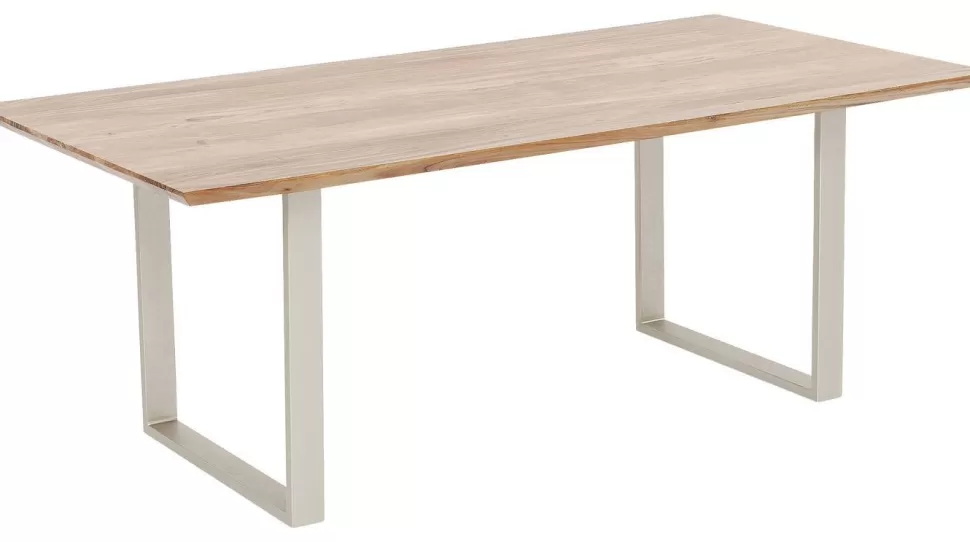 Stoły-KARE Design Stół Symphony 160x80 Cm Akacja Nogi Srebrne