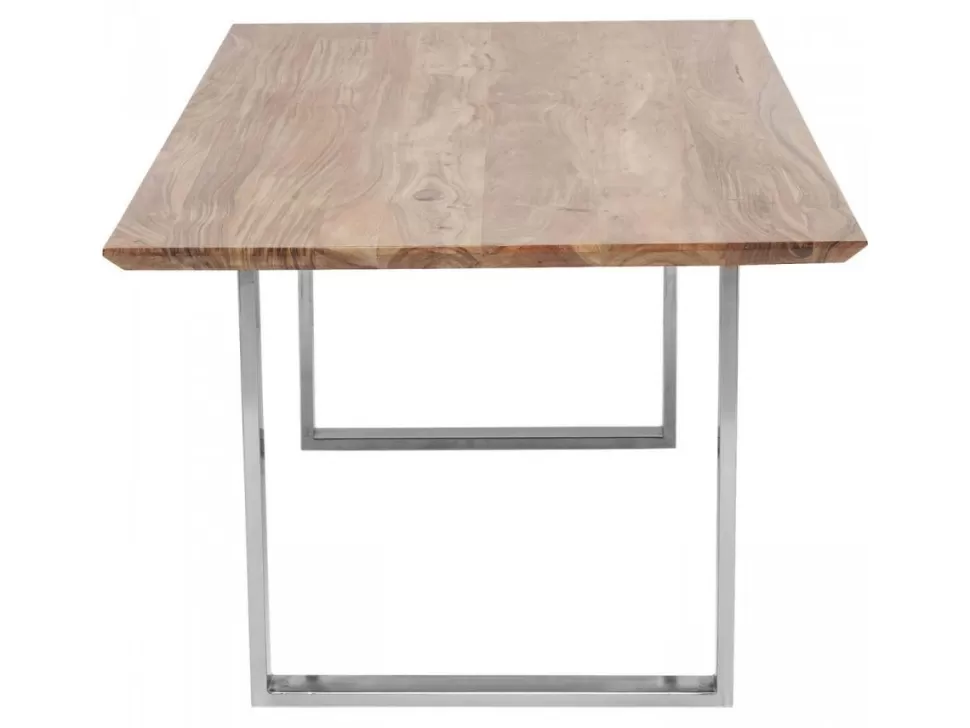 Stoły-KARE Design Stół Symphony 180x90 Cm Akacja Nogi Chromowe