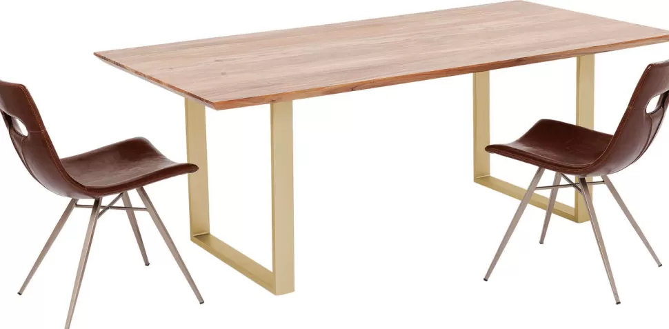 Stoły-KARE Design Stół Symphony 200x100 Cm Akacja - Nogi Złote