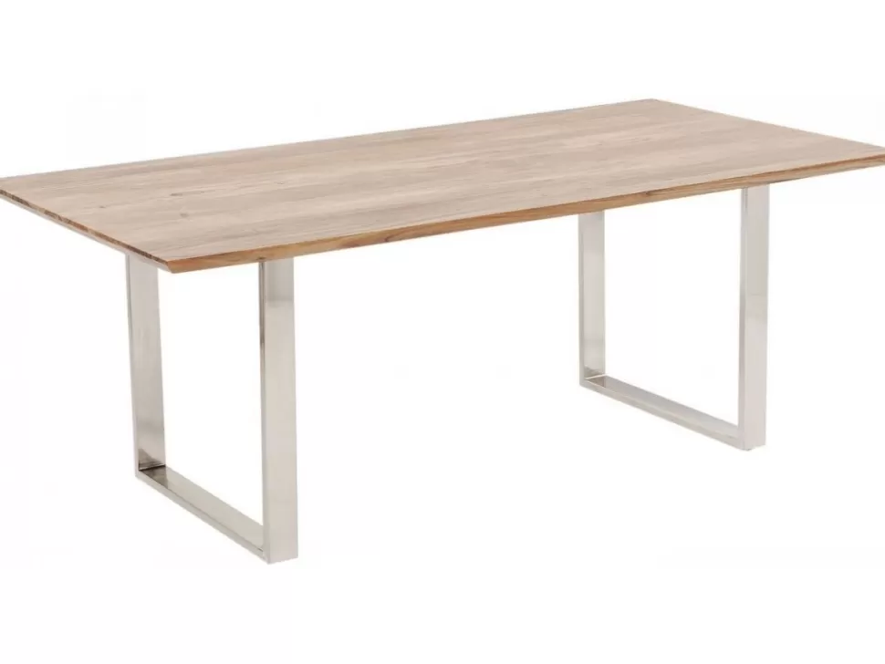 Stoły-KARE Design Stół Symphony 200x100 Cm Akacja Nogi Chromowe