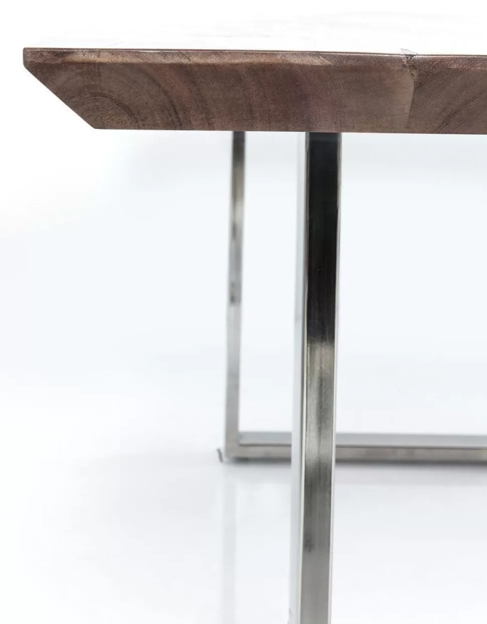 Stoły-KARE Design Stół Z Brązowym Drewnianym Blatem I Srebrnymi Stalowymi Nogami 160x80 Cm