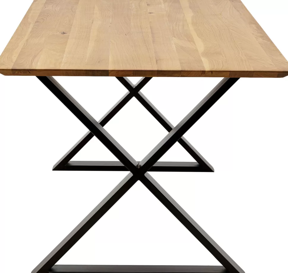 Stoły-KARE Design Stół Z Dębowym Blatem FSC Nogi Czarne Krzyżowe 180x90 Cm