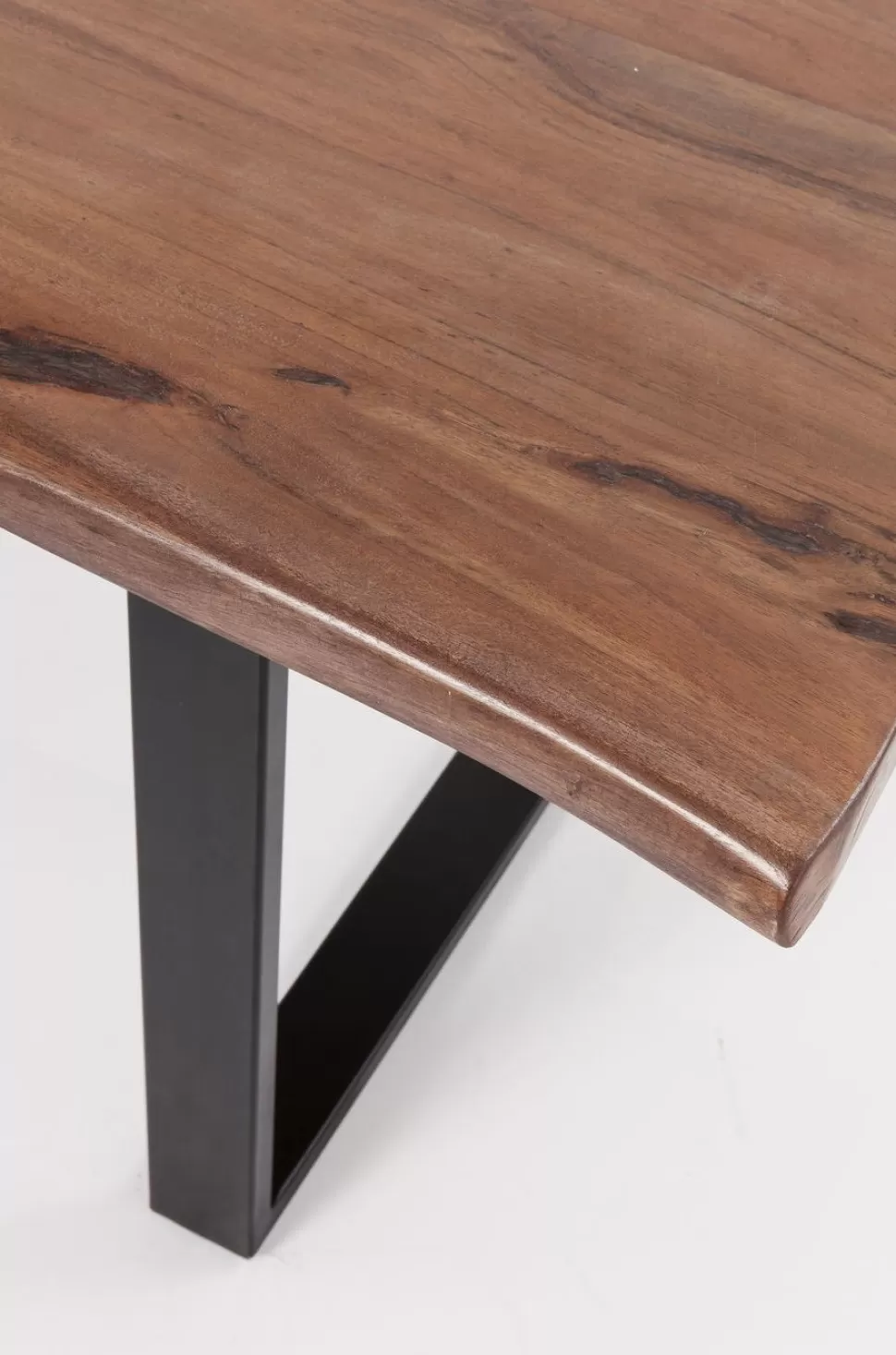 Stoły-KARE Design Stół Z Drewnianym Blatem Z Akacji I Czarnymi Metalowymi Nogami 200x100 Cm