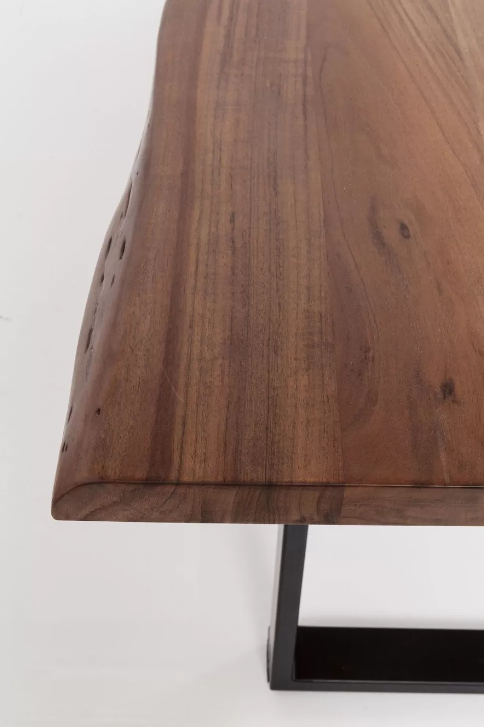 Stoły-KARE Design Stół Z Drewnianym Blatem Z Akacji I Czarnymi Metalowymi Nogami 200x100 Cm