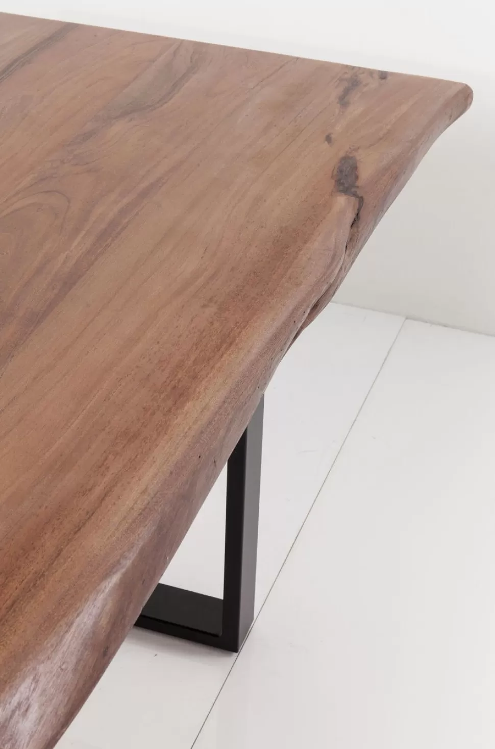Stoły-KARE Design Stół Z Drewnianym Blatem Z Akacji I Czarnymi Metalowymi Nogami 200x100 Cm