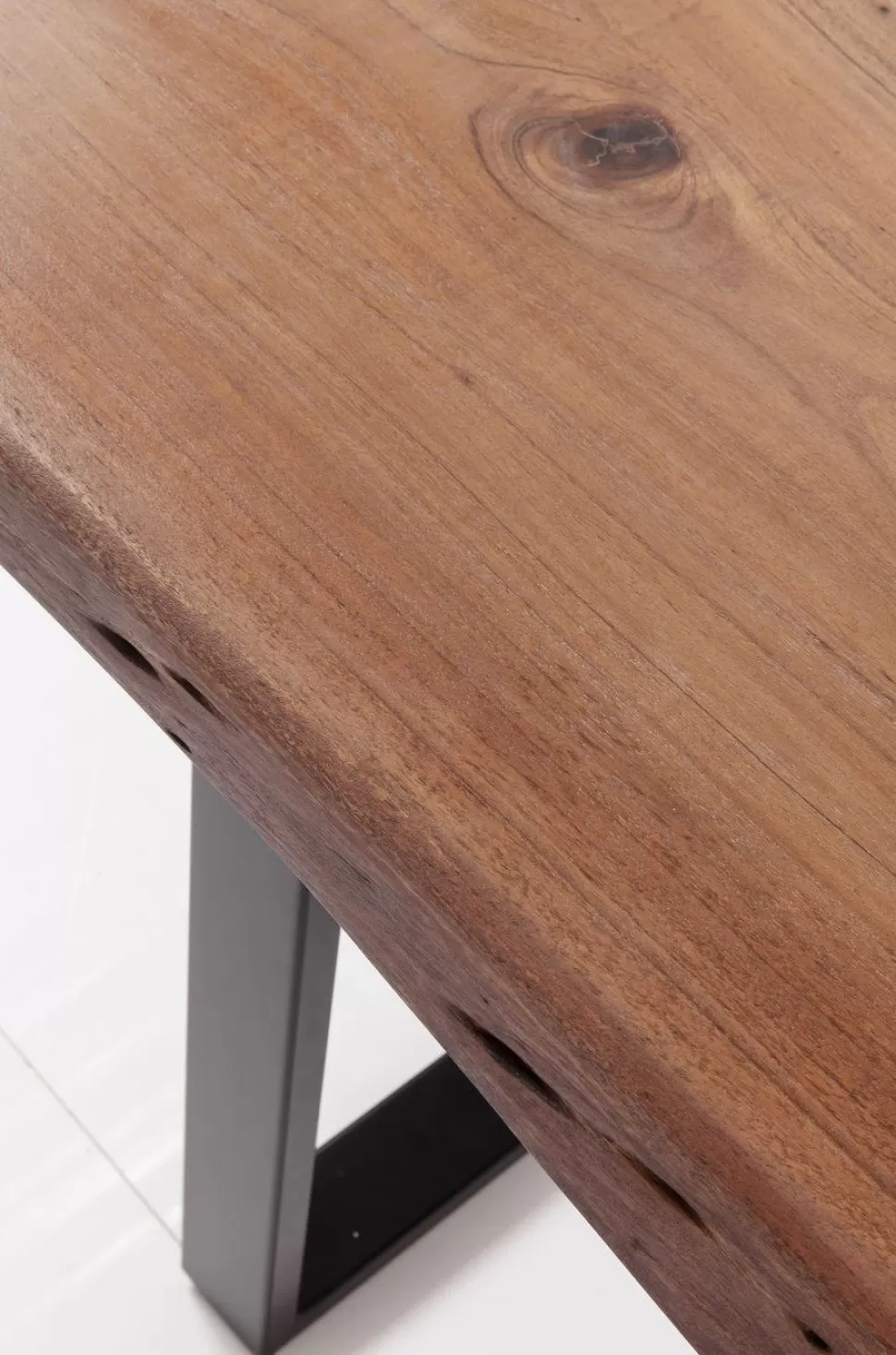 Stoły-KARE Design Stół Z Drewnianym Blatem Z Akacji I Czarnymi Metalowymi Nogami 200x100 Cm