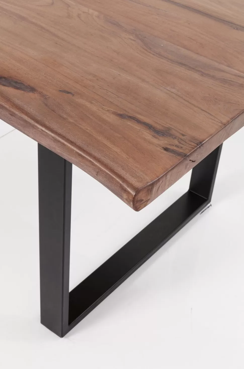 Stoły-KARE Design Stół Z Drewnianym Blatem Z Akacji I Czarnymi Metalowymi Nogami 200x100 Cm