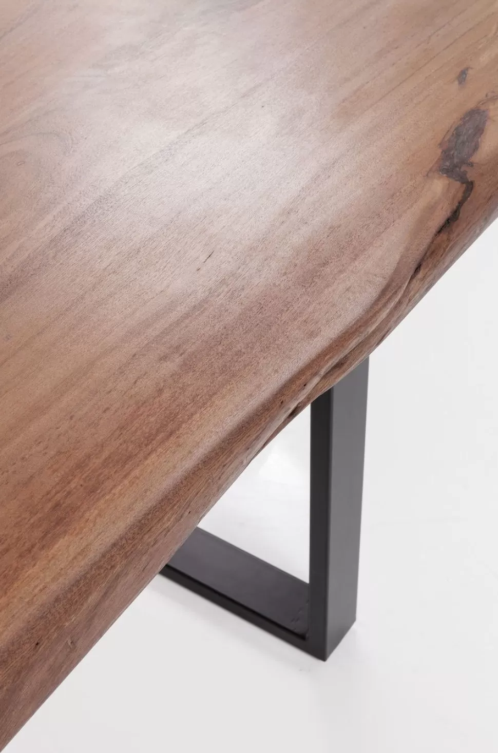 Stoły-KARE Design Stół Z Drewnianym Blatem Z Akacji I Czarnymi Metalowymi Nogami 200x100 Cm