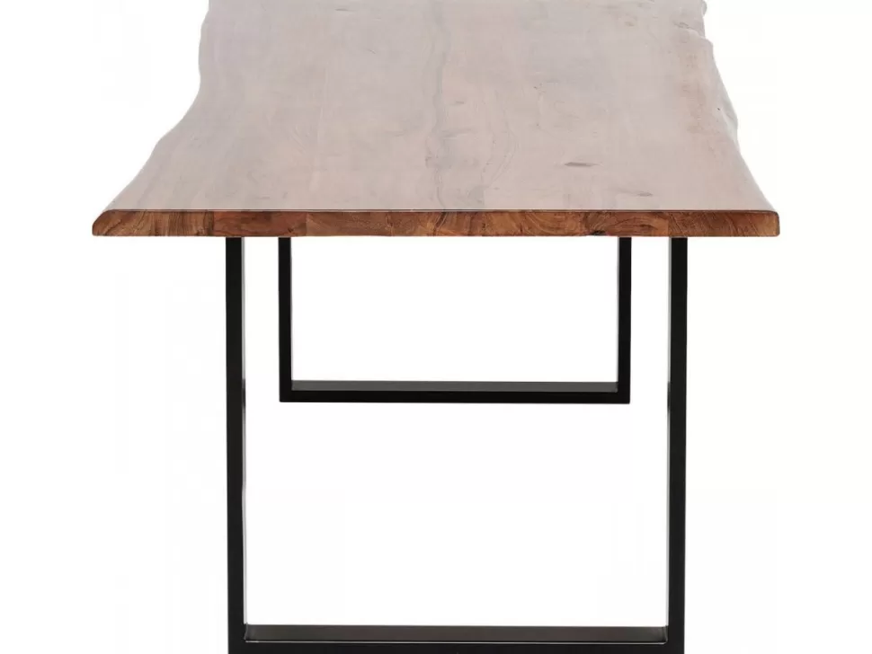 Stoły-KARE Design Stół Z Drewnianym Blatem Z Akacji I Czarnymi Metalowymi Nogami 200x100 Cm