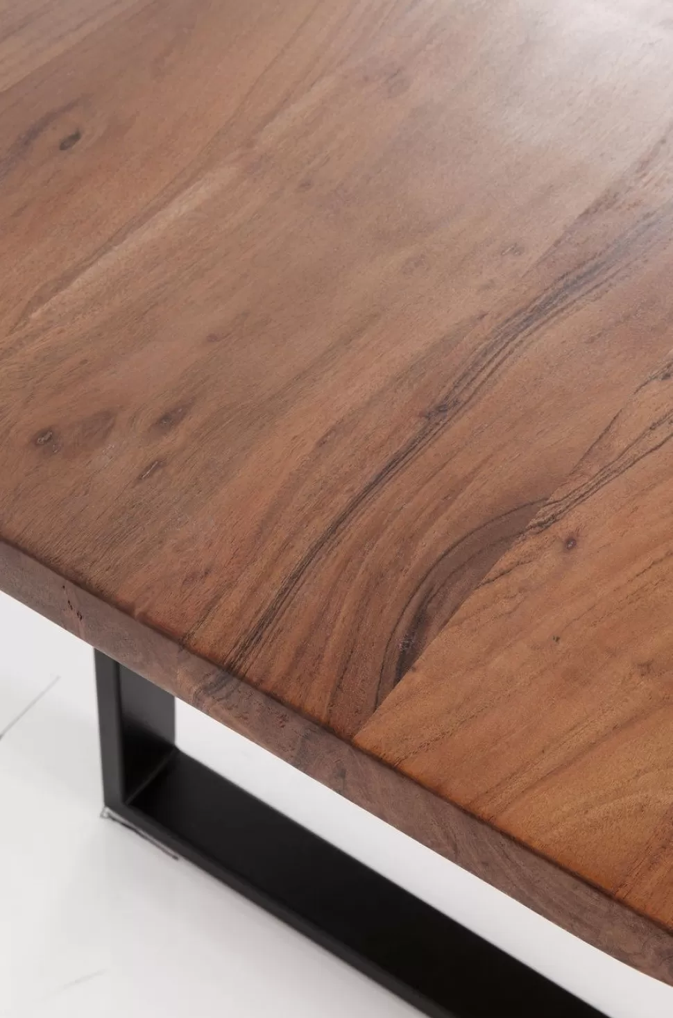 Stoły-KARE Design Stół Z Drewnianym Blatem Z Akacji I Czarnymi Metalowymi Nogami 200x100 Cm