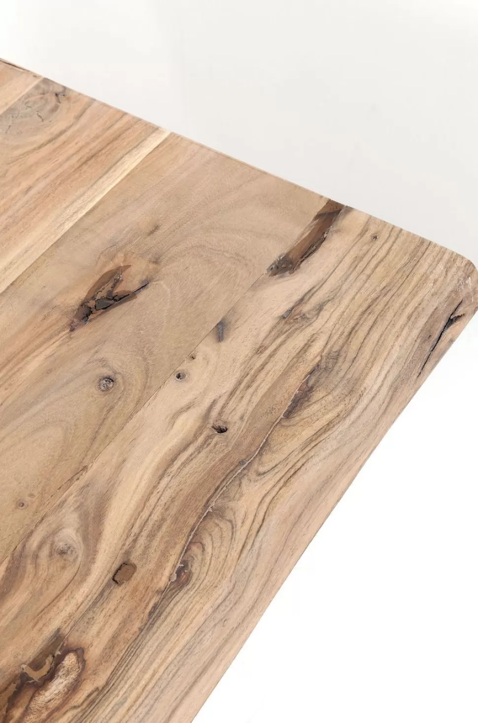 Stoły-KARE Design Stół Z Drewnianym Naturalnym Blatem I Czarnymi Metalowymi Nogami 200x100 Cm