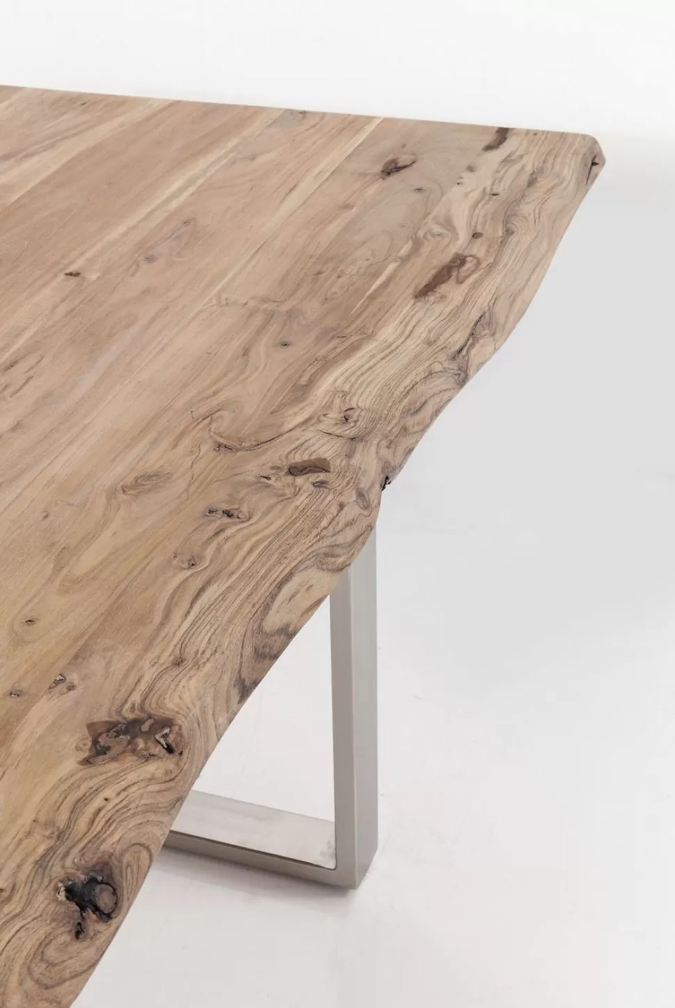 Stoły-KARE Design Stół Z Drewnianym Naturalnym Blatem I Czarnymi Metalowymi Nogami 200x100 Cm