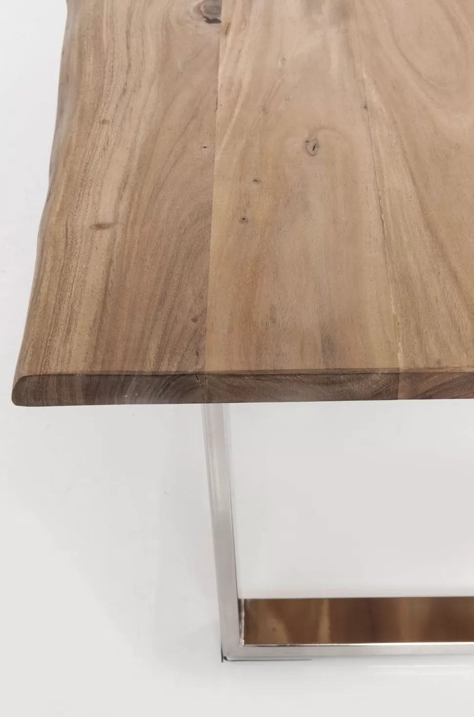 Stoły-KARE Design Stół Z Drewnianym Naturalnym Blatem I Czarnymi Metalowymi Nogami 200x100 Cm