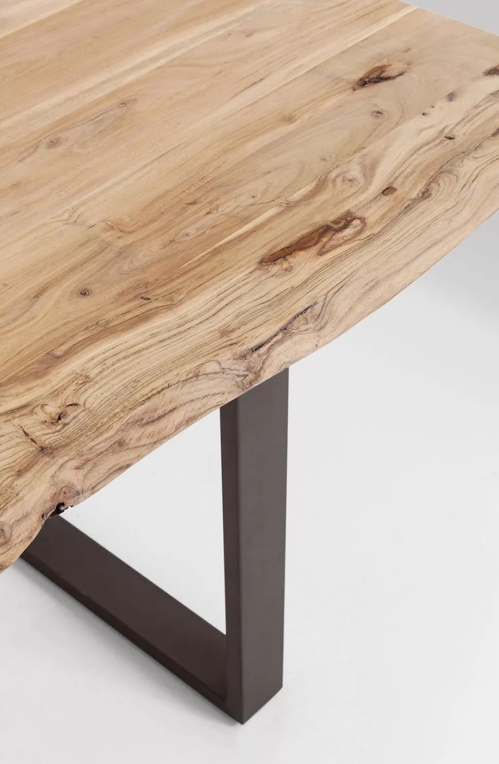 Stoły-KARE Design Stół Z Drewnianym Naturalnym Blatem I Grafitowymi Metalowymi Nogami 200x100 Cm