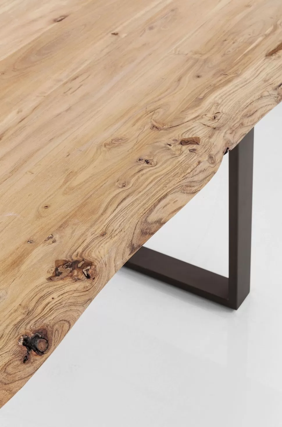 Stoły-KARE Design Stół Z Drewnianym Naturalnym Blatem I Grafitowymi Metalowymi Nogami 200x100 Cm
