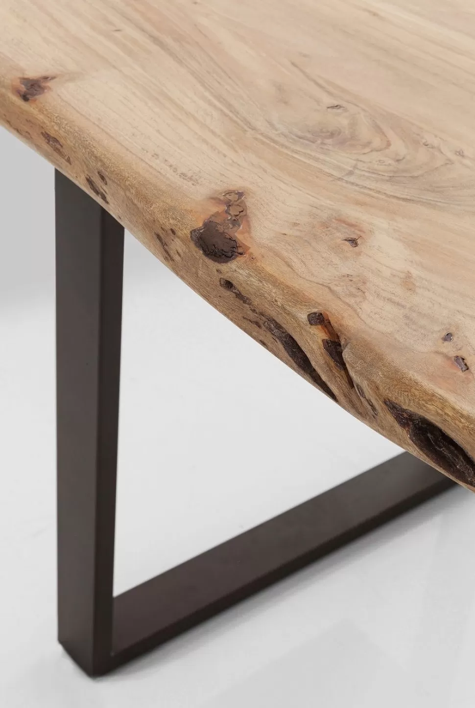 Stoły-KARE Design Stół Z Drewnianym Naturalnym Blatem I Grafitowymi Metalowymi Nogami 200x100 Cm